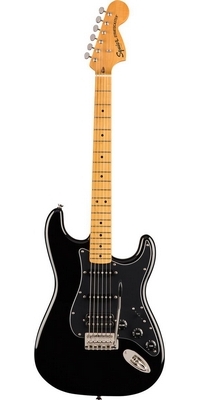 Elektrická gitara Stratocaster Squier Classic Vibe zo 70. rokov, javorový hmatník, čierna