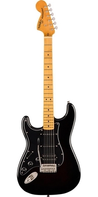 Squier Classic Vibe Stratocaster ľavoruká elektrická gitara zo 70. rokov, javor, čierna